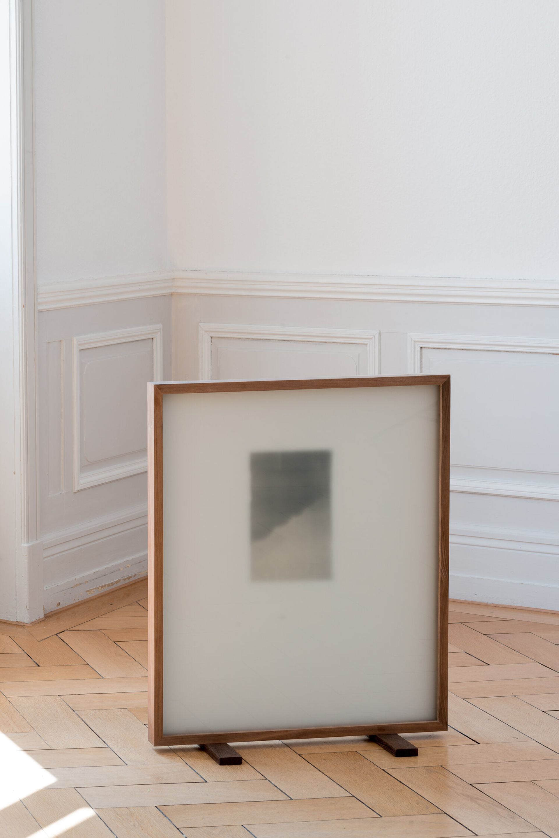 Malte Zenses, nackt, 2017, UV-print, walnut frame with opalglass, 65 × 72 cm