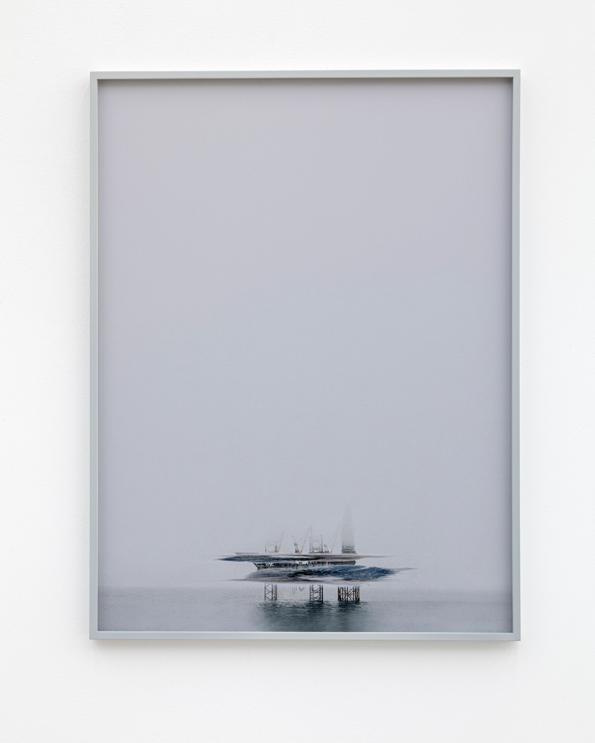 Anna Vogel, we drift like worried fire, 2025, pigment print, ink, varnish, frame finished in light gray, 80 × 60 cm, (3 variations)