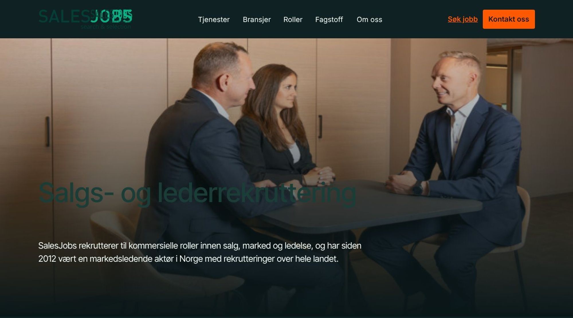 Hero section of the new SalesJobs homepage
