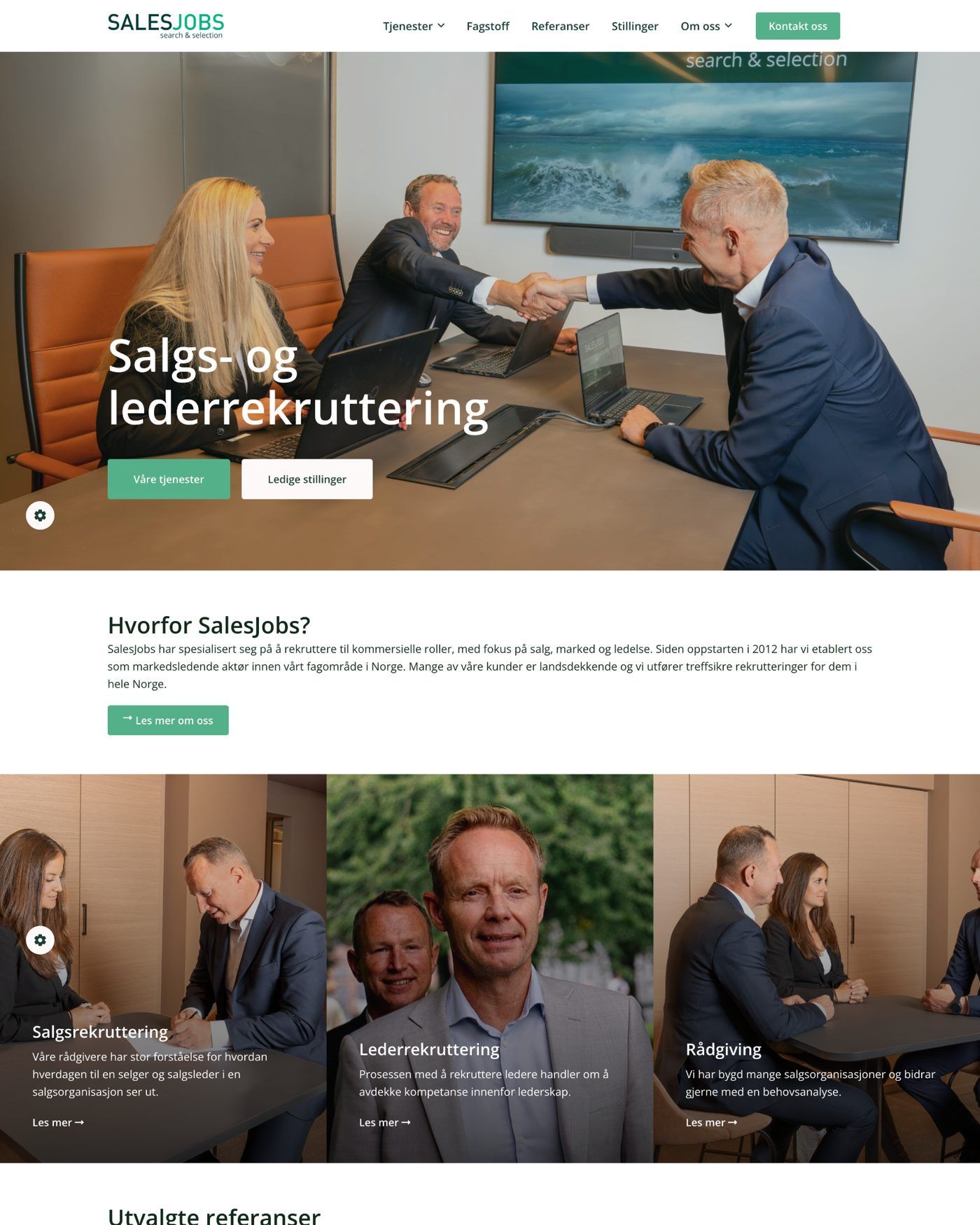 The previous salesjobs.no homepage
