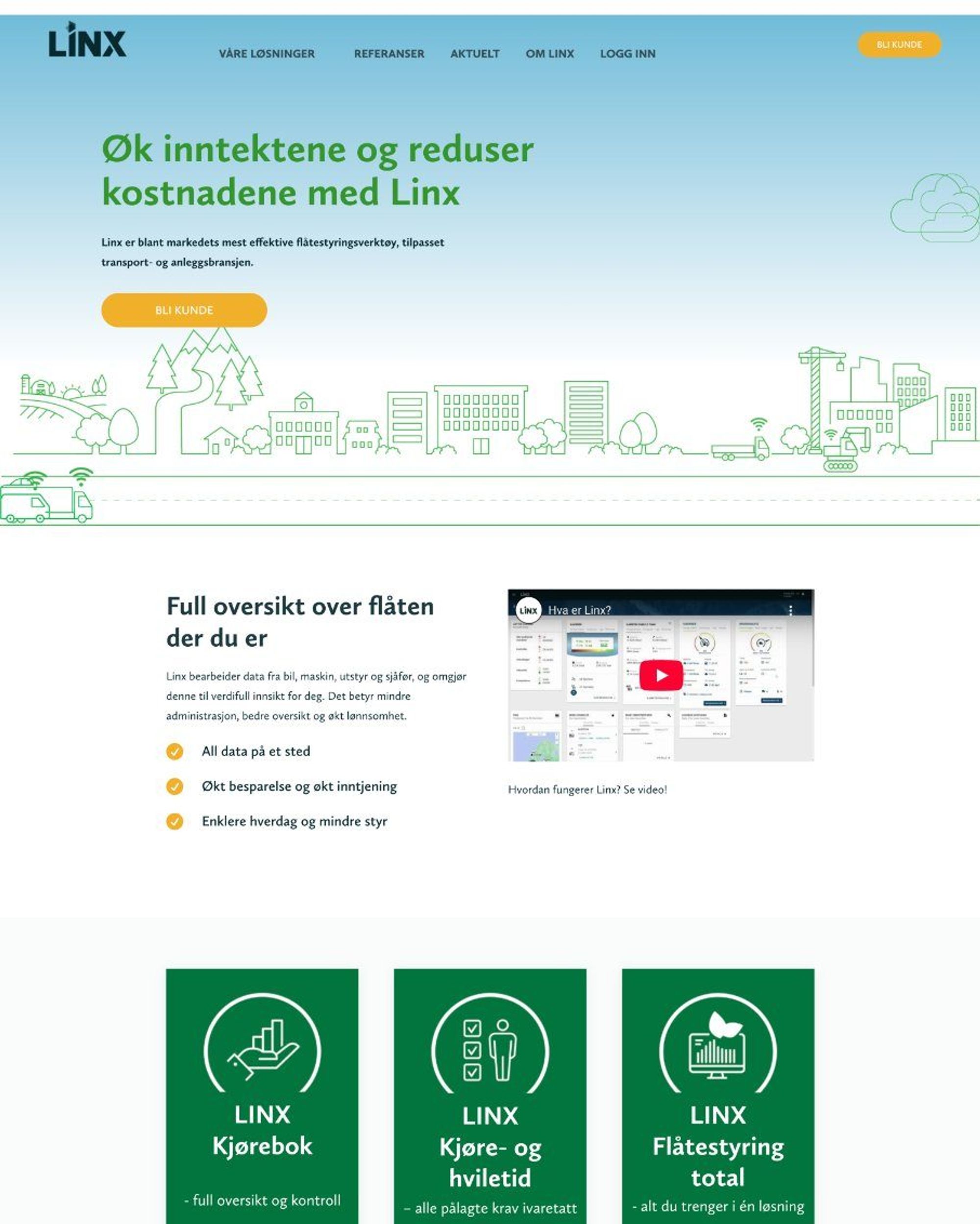 Den gamle forsiden på linx.no