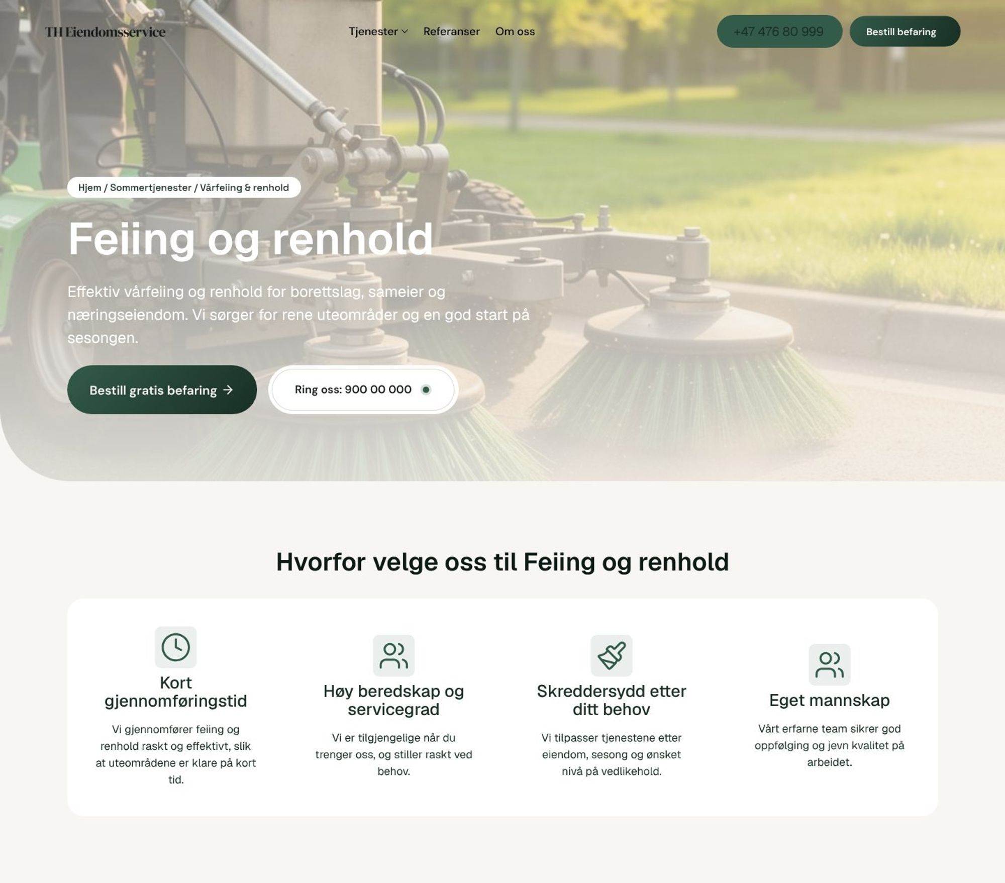 Tjenestesiden for feiing og renhold