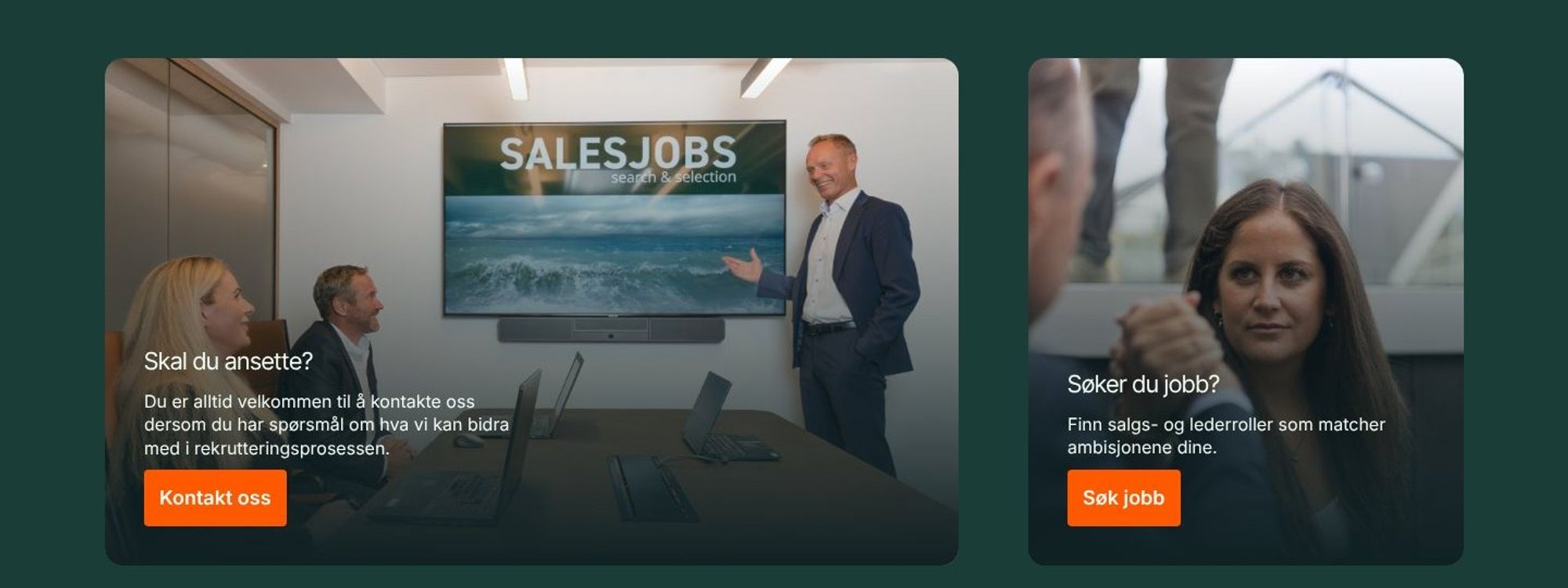 Separate entry points for employers and job seekers
