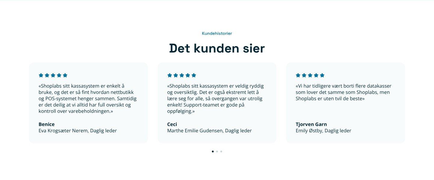 Kundehistorier fra butikker som bruker Shoplabs