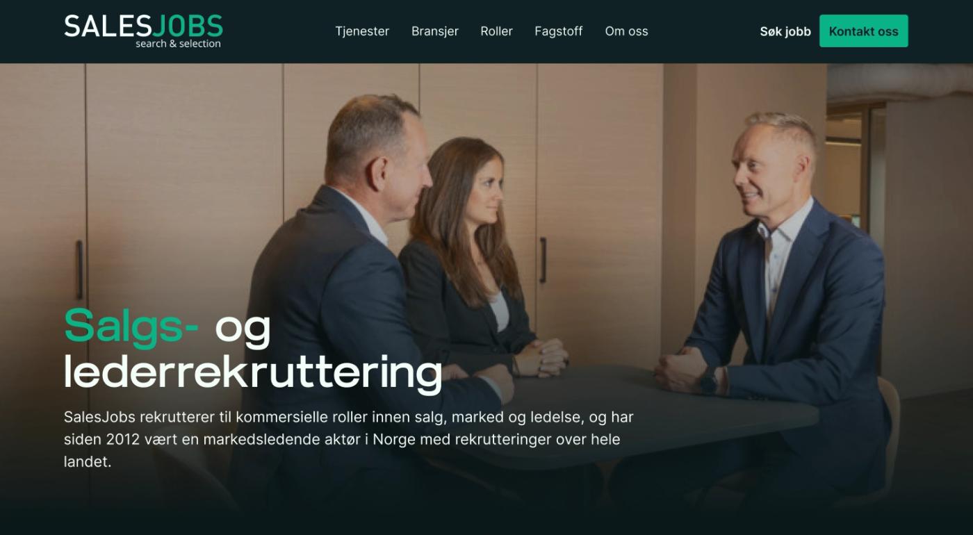 Hero section of the new SalesJobs homepage