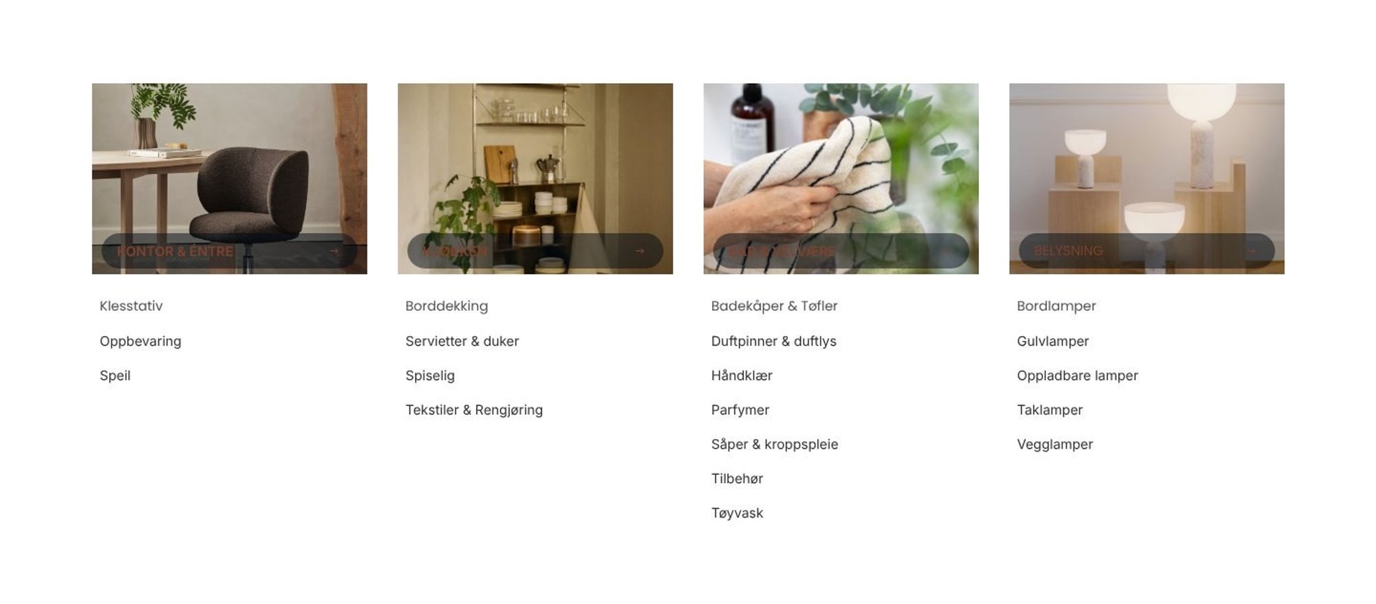 Megameny med kategorier og bilder