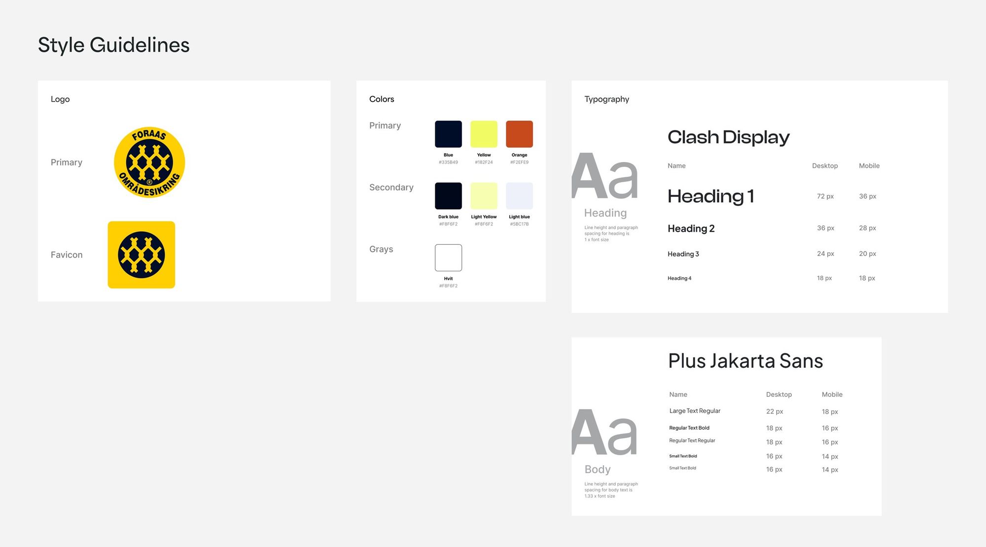 Stilguide for Foraas med logo, farger og typografi
