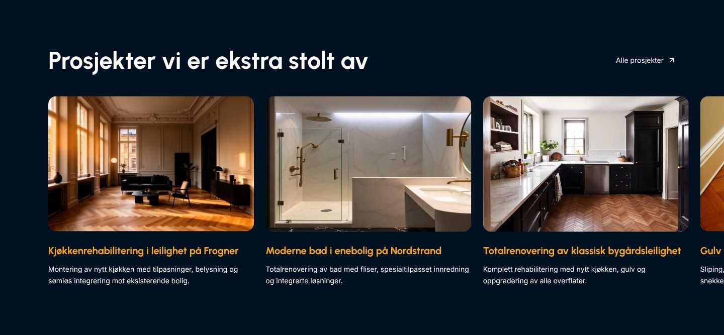 Utvalgte prosjekter på forsiden