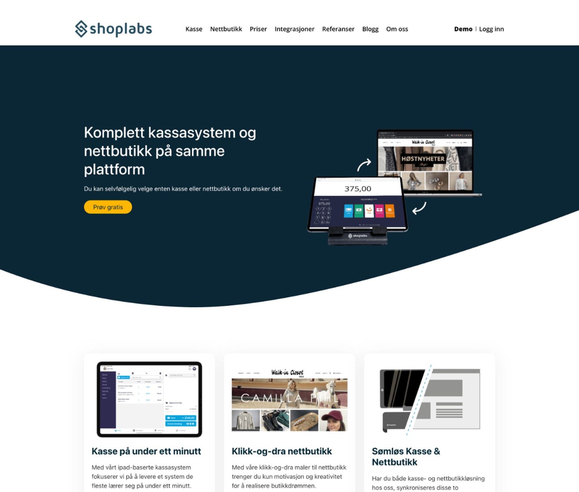 Den gamle forsiden til Shoplabs