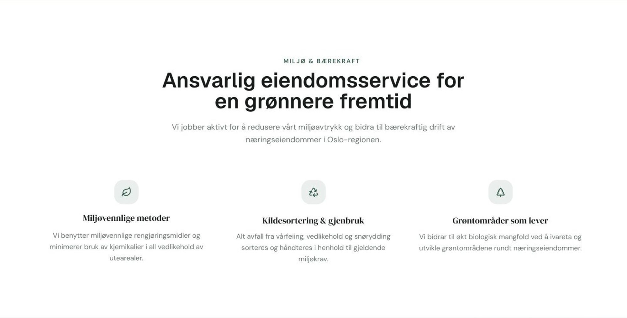 Seksjonen om ansvarlig eiendomsservice og miljø