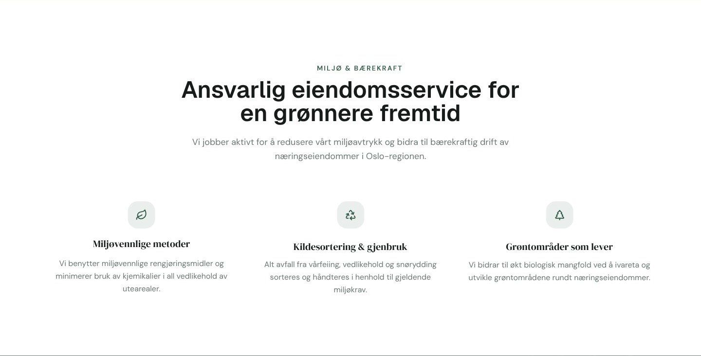 Seksjonen om ansvarlig eiendomsservice og miljø