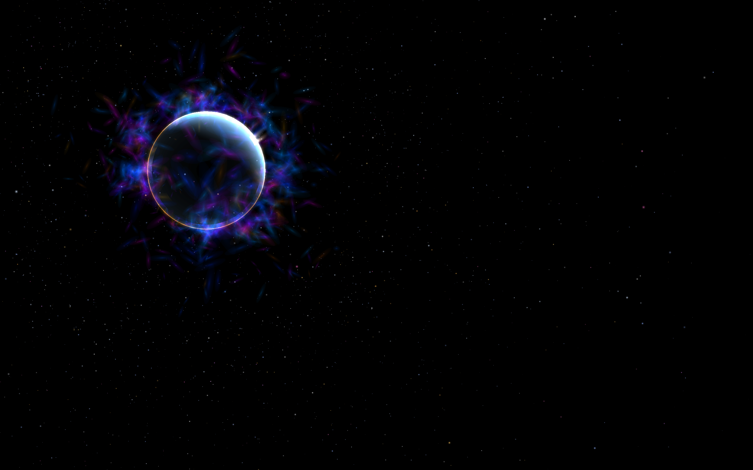somewhere in a galaxy far far away, a distant planet can be seen...  dark side, glowing, wondering, mystery...