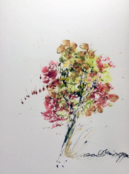 Marie-Paule Olinger abstrakte Klecks Malerei Blumen Bouquet