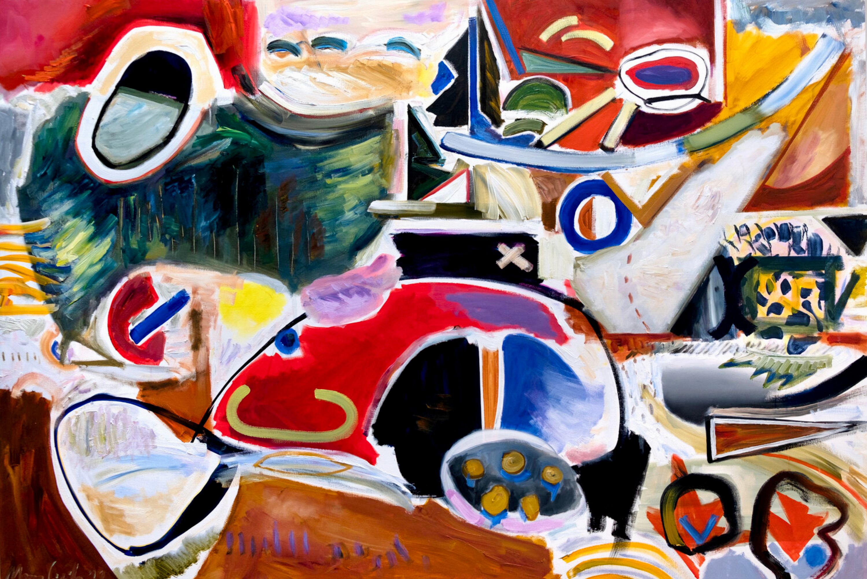MECESLA Maciej Cieśla, "Abstracto inspirado en la naturaleza", Pintura abstracta colorida sobre lienzo