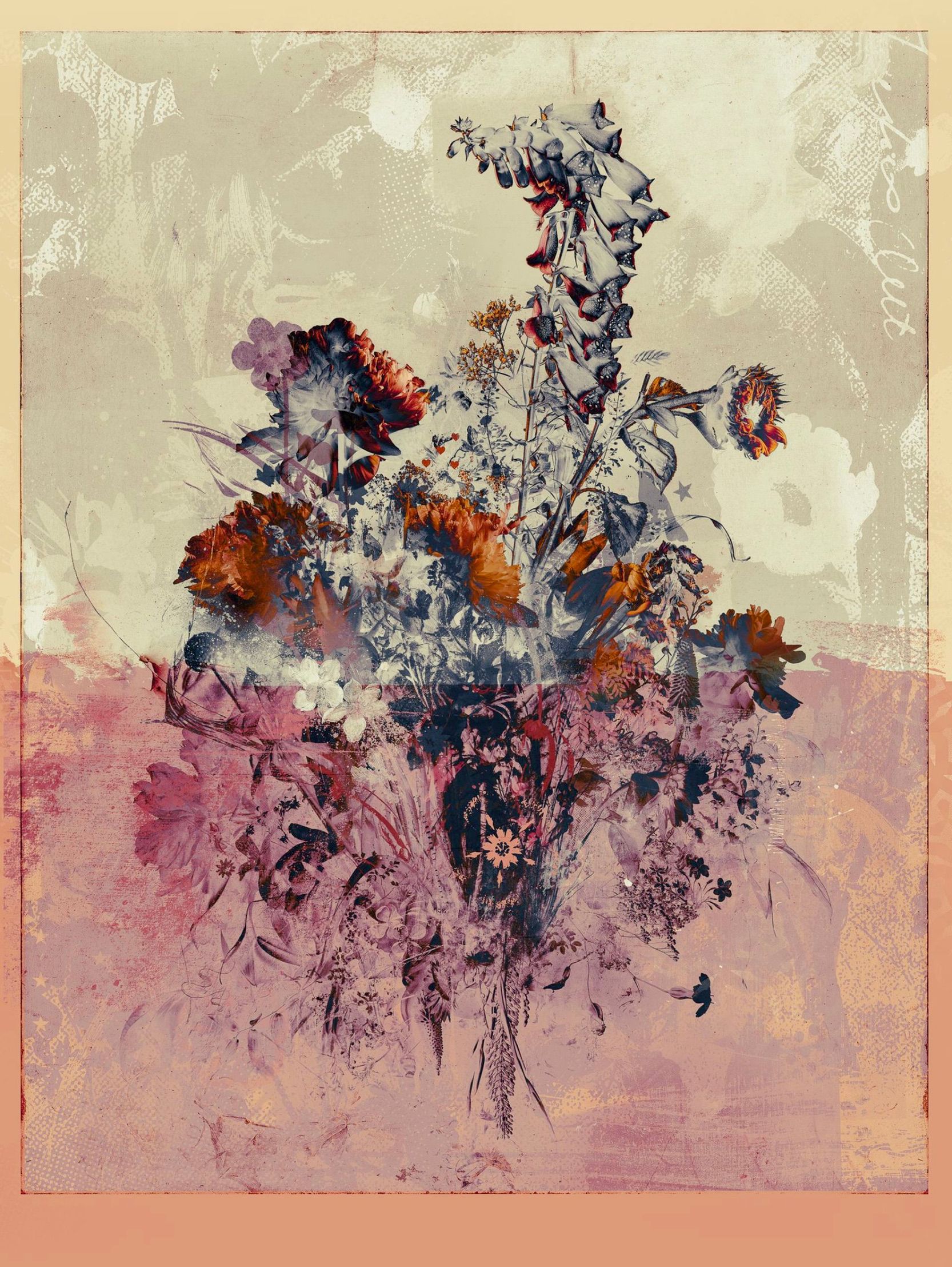 Teis Albers peinture abstraite négatif tableau bouquet de fleurs
