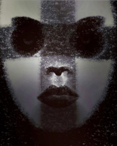 Zoko digitale Zeichnung dunkles abstraktes Gesicht mit Kreuz