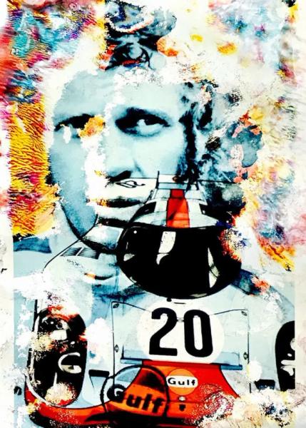 Manfred Vogelsänger abstract analogue photography collage Steve McQueen in LeMans and race car