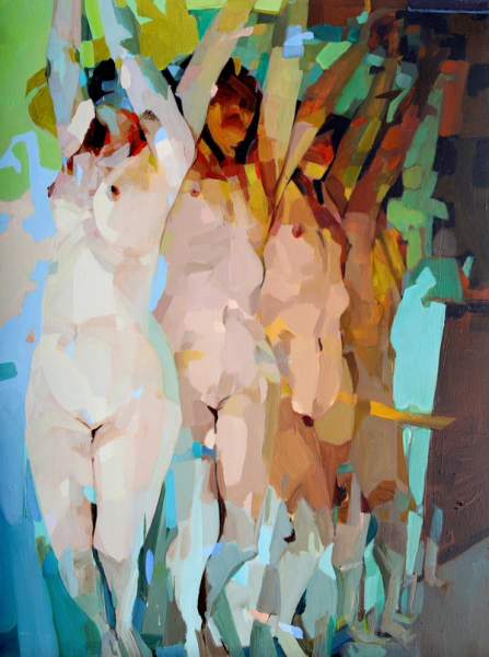 Melinda Matyas ist eine ungarische Malerin mit Sitz in London. Ihr  Figuratives expressionistisches Frauenaktgemälde "The silence of animals" ist gemalt mit Acryl auf Leinwand. 