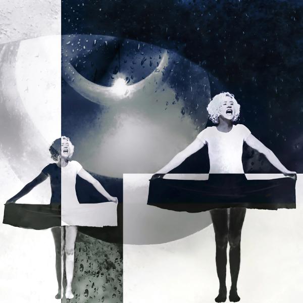 Petra Jaenicke's "Bathe in the moonlight" Fotocollage mit digitalen Überlagerungen.
