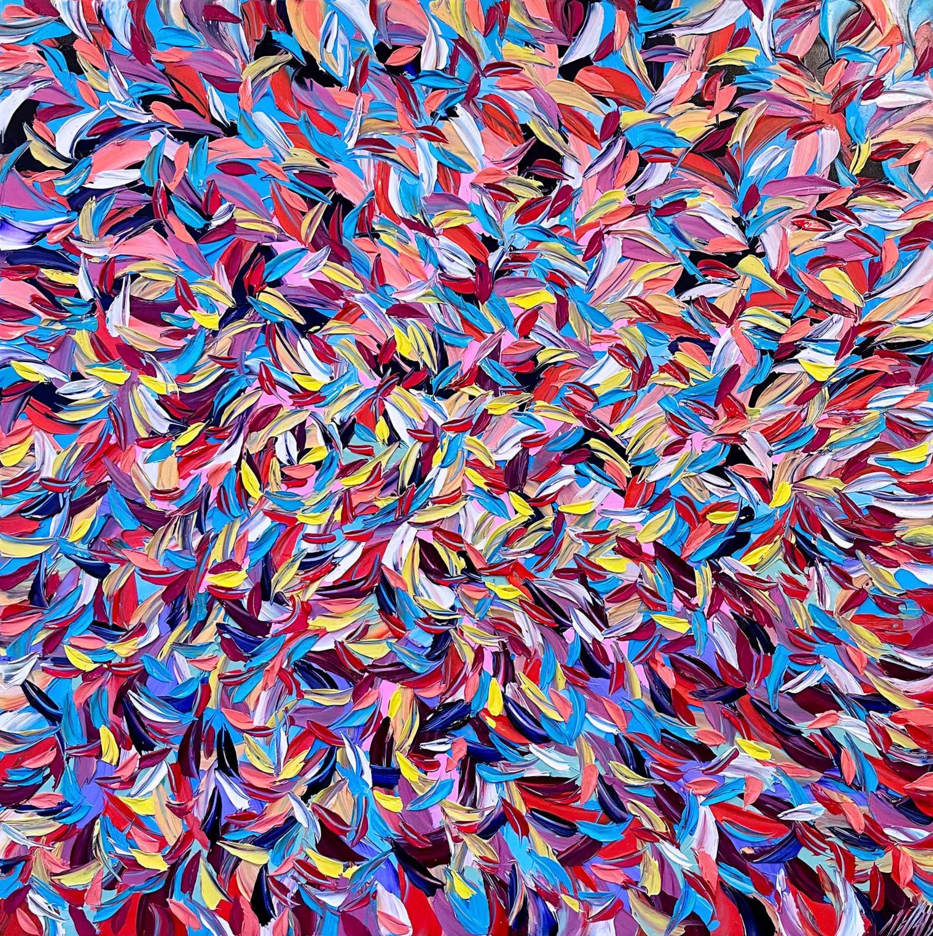 奥利弗-梅萨的 "Vitalité..."抽象的彩色画作看起来像树叶