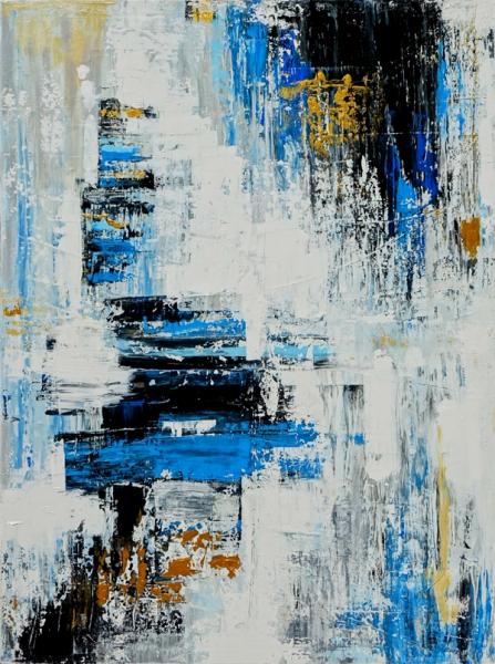 Wojtek Babski, „Blue Abstract", Abstraktes Gemälde auf Leinwand 