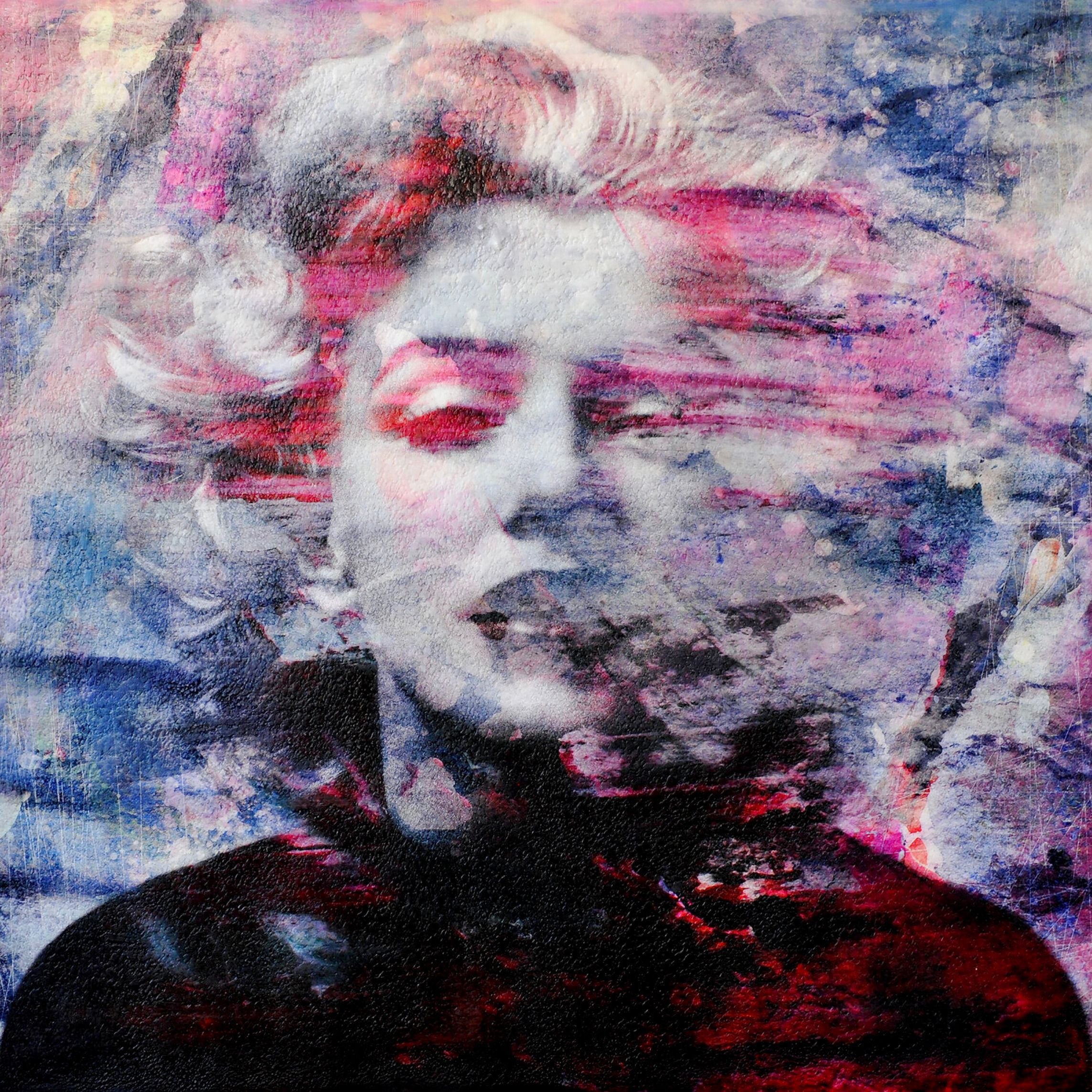 Le "Marilyn Monroe" de Karin Vermeer est une combinaison numérique et un traitement de photographies, de peintures et de collages pour créer de nouvelles œuvres d'art originales en couleur.
