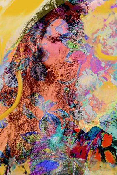 Ute Bruno abstract photo collage overlay women portrait and colourful shapes