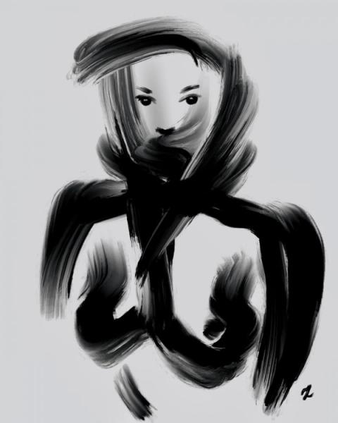 Zoko digitale Zeichnung abstraktes portrait nackte Frau