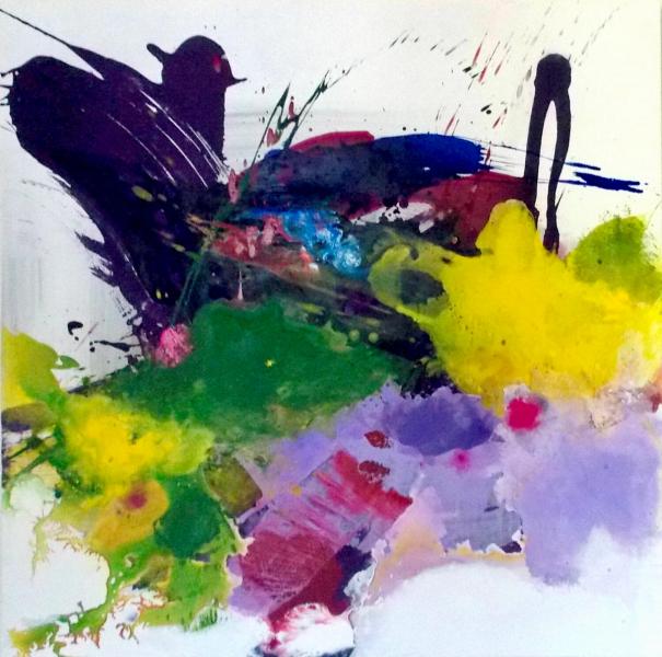 In Christa Haack's "Farbenrausch" Expressionistisches, abstraktes, Farbenfrohes Gemälde dominieren die Farben.