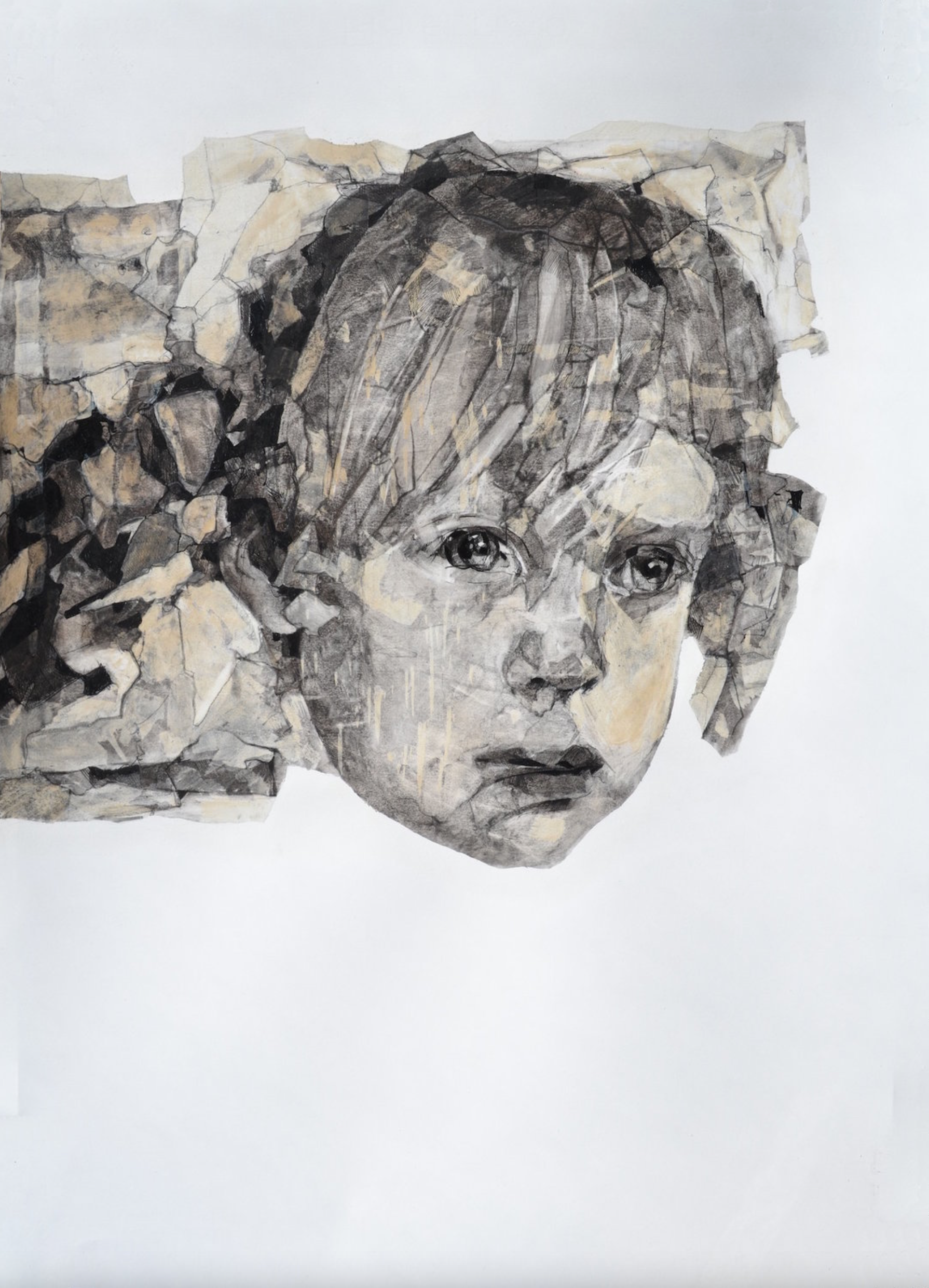 Melinda Matyas ist eine ungarische Malerin mit Sitz in London. Ihr  Figuratives expressionistisches Gemälde "Child of vision I" ist eine Kohle- und Tuschezeichnung auf Papier.