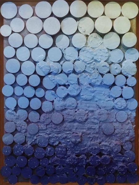 Val Wecerka 3d Painting Arranged Circles with Blue Gradient