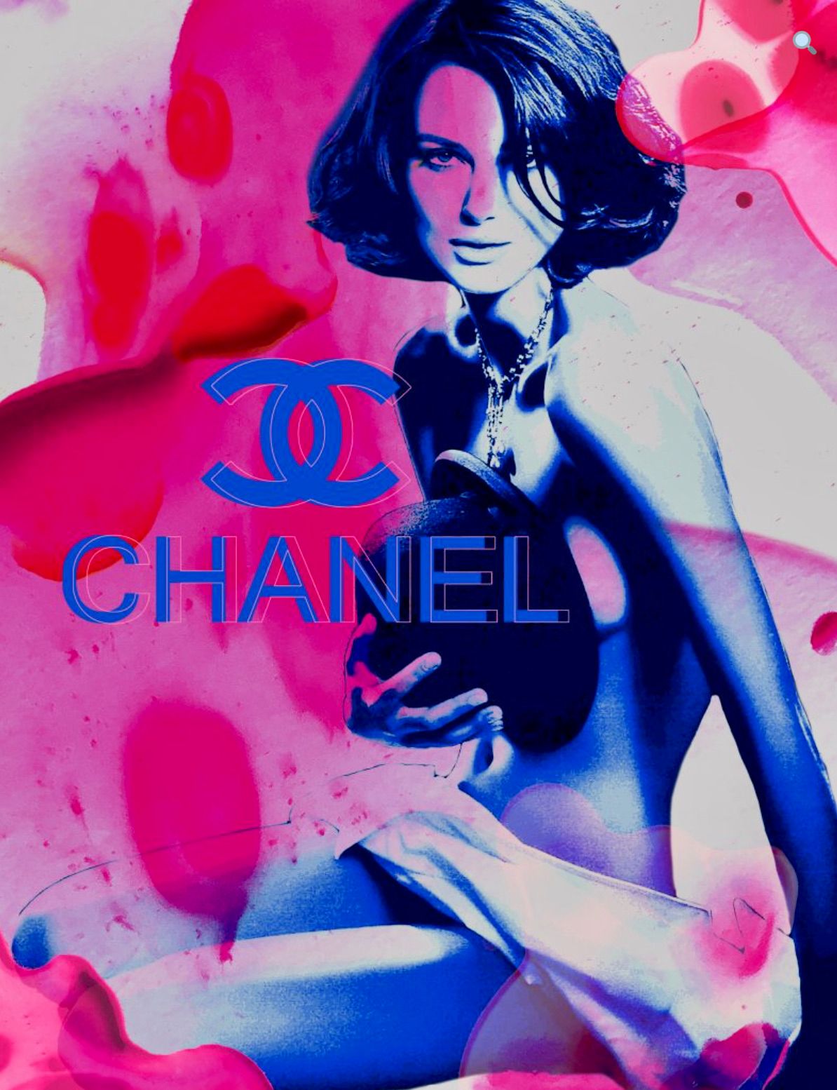 Nathali von Kretschmann abstract collage Keira Knightley nude overlay Chanel logo pink colour