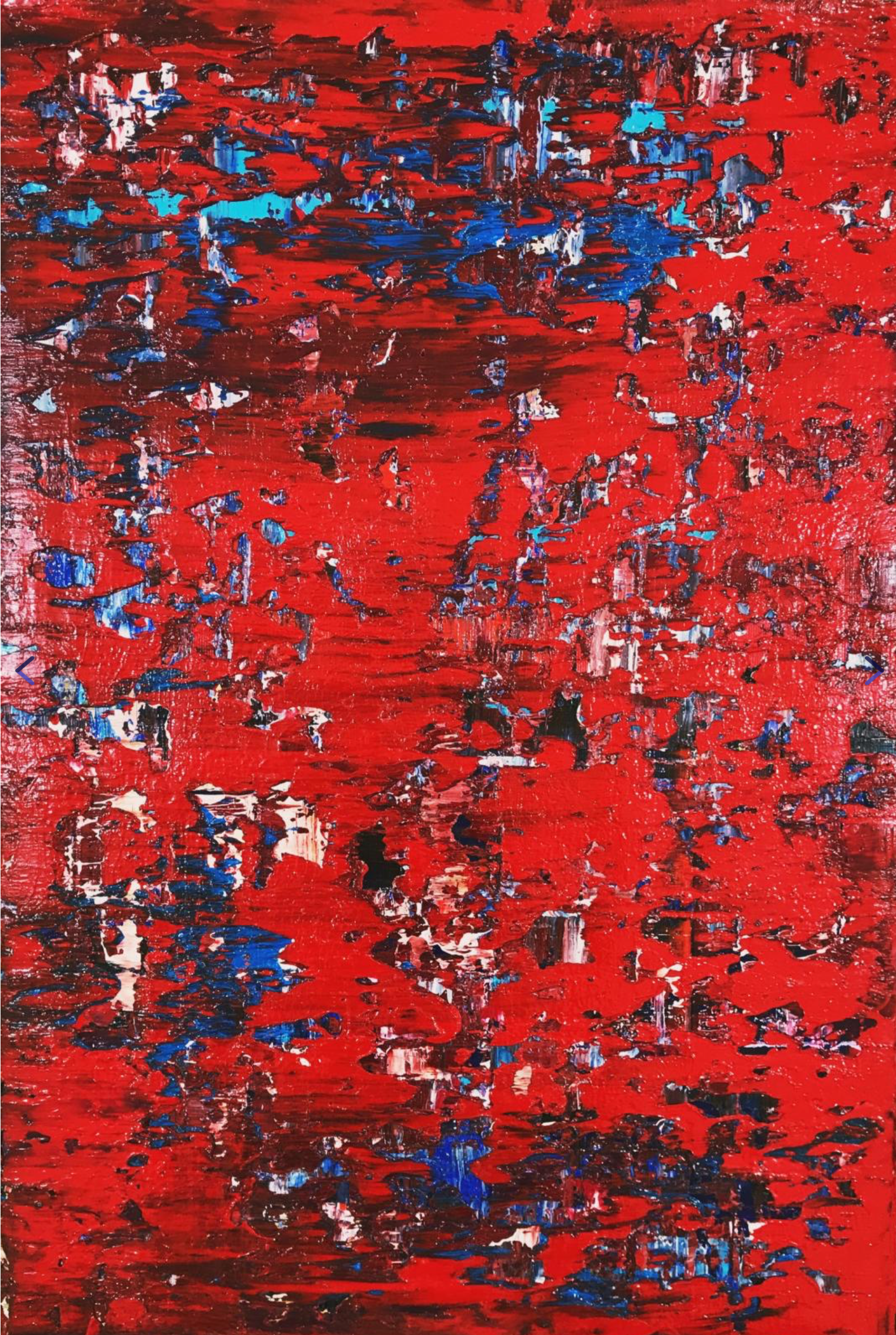 Svitlana Andriichenko ist eine Ukraine/Deutsche Malerei-Künstlerin. "Red Zone. A32" ist ein abstraktes Bild. Rot sind die dominierende Farben.