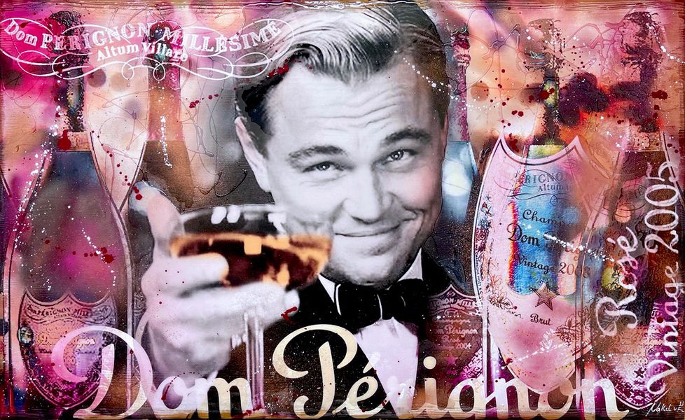 Nathali von Kretschmann Foto/Gemälde „Dom Perignon Leo“ Leonardo DiCaprio mit einem Glas Champagne Dom Perignon 