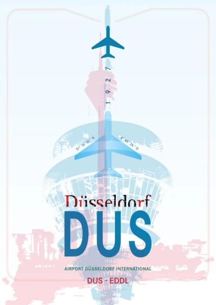 Jörg Conrad Illustration Düsseldorf Airport with Aeroplane and Television Tower