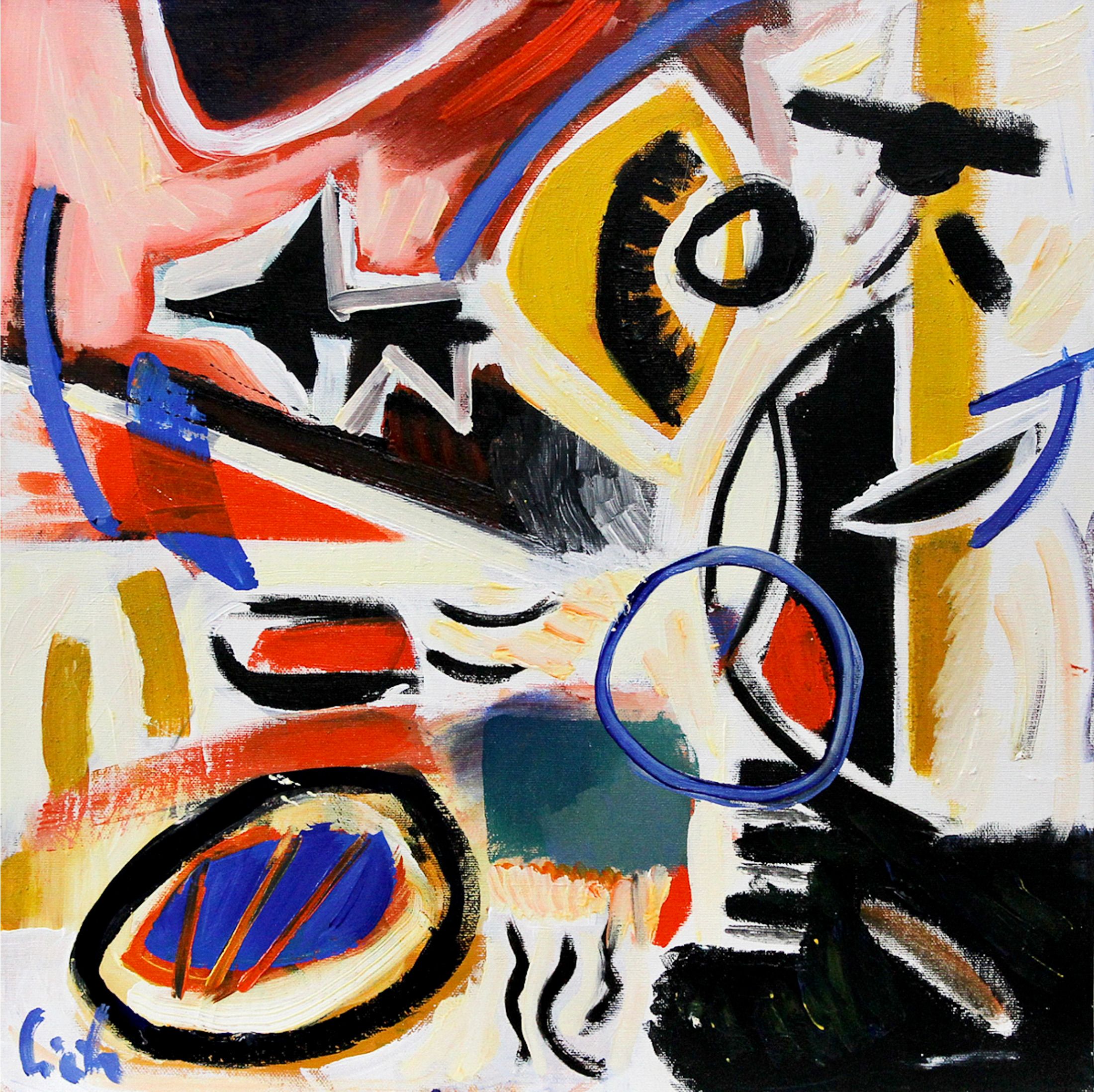 MECESLA Maciej Cieśla, "Composición abstracta 42", Pintura abstracta de colores sobre lienzo
