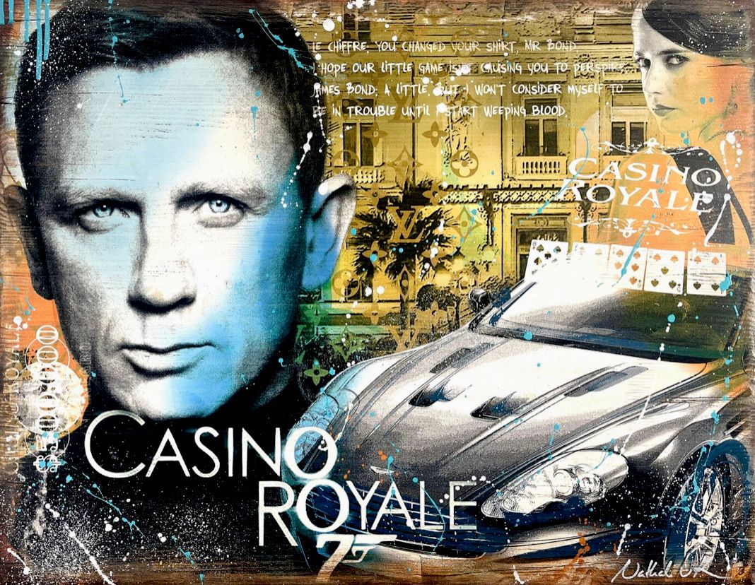 Collage de fotos de Nathali von Kretschmann con Daniel Craig como James Bond 007 y coche Porsche