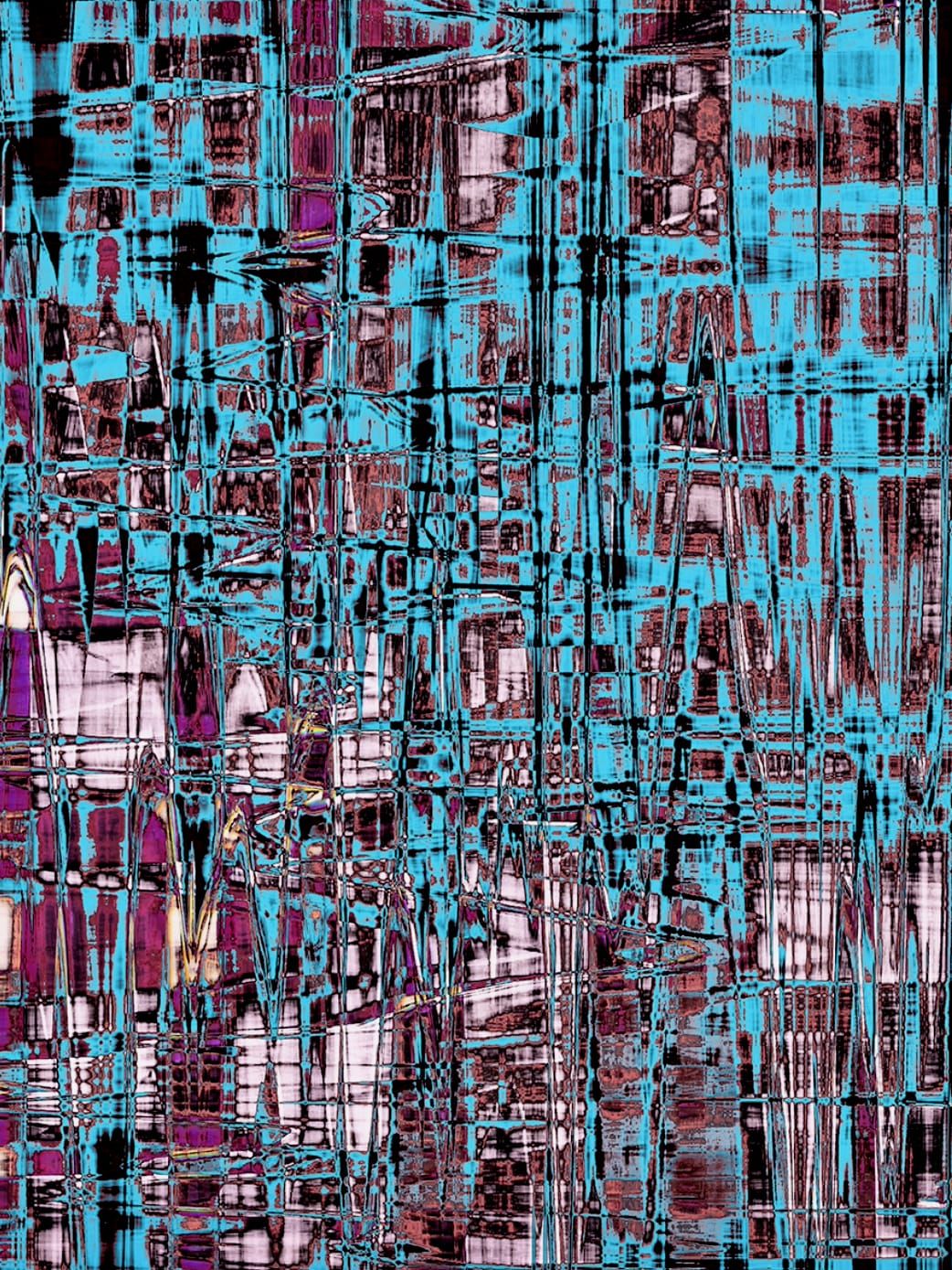 Fotografía, Scanografía de Michael Monney aka acylmx, Imagen abstracta en azul, rosa y morado.