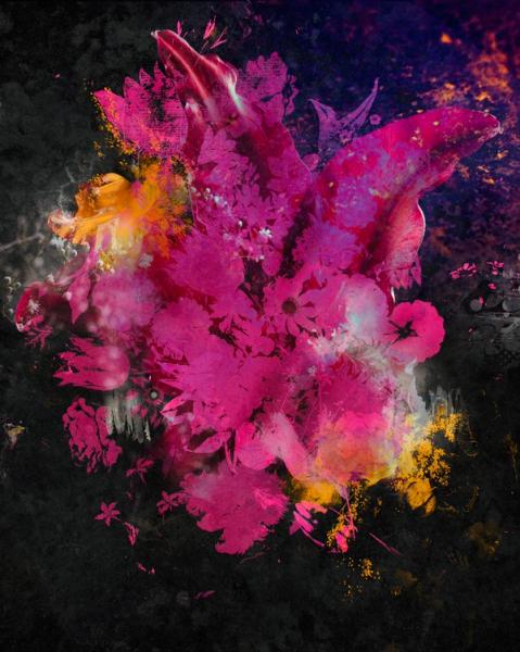 Teis Albers abstrakte Malerei Blumenstrauß in pink