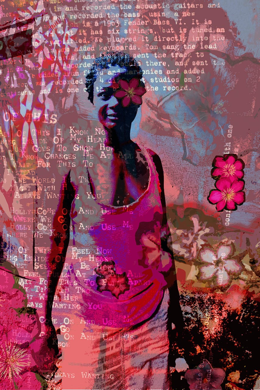 Ute Bruno abstrakte Foto collage Überlagerung Frauen Portrait afrikanisch und Blumen
