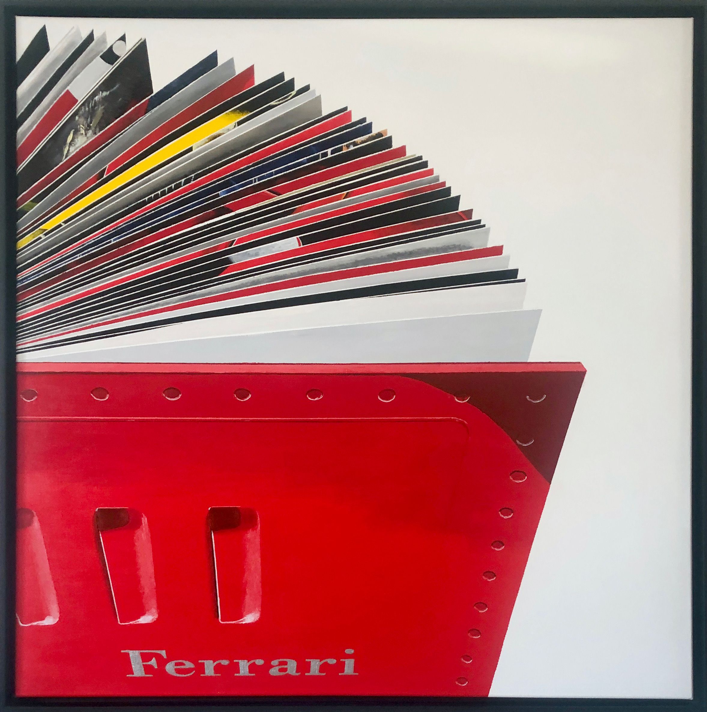 Rolf Gnauck "FERRARI" Dipinto dettagliato e colorato di grande formato di un libro aperto