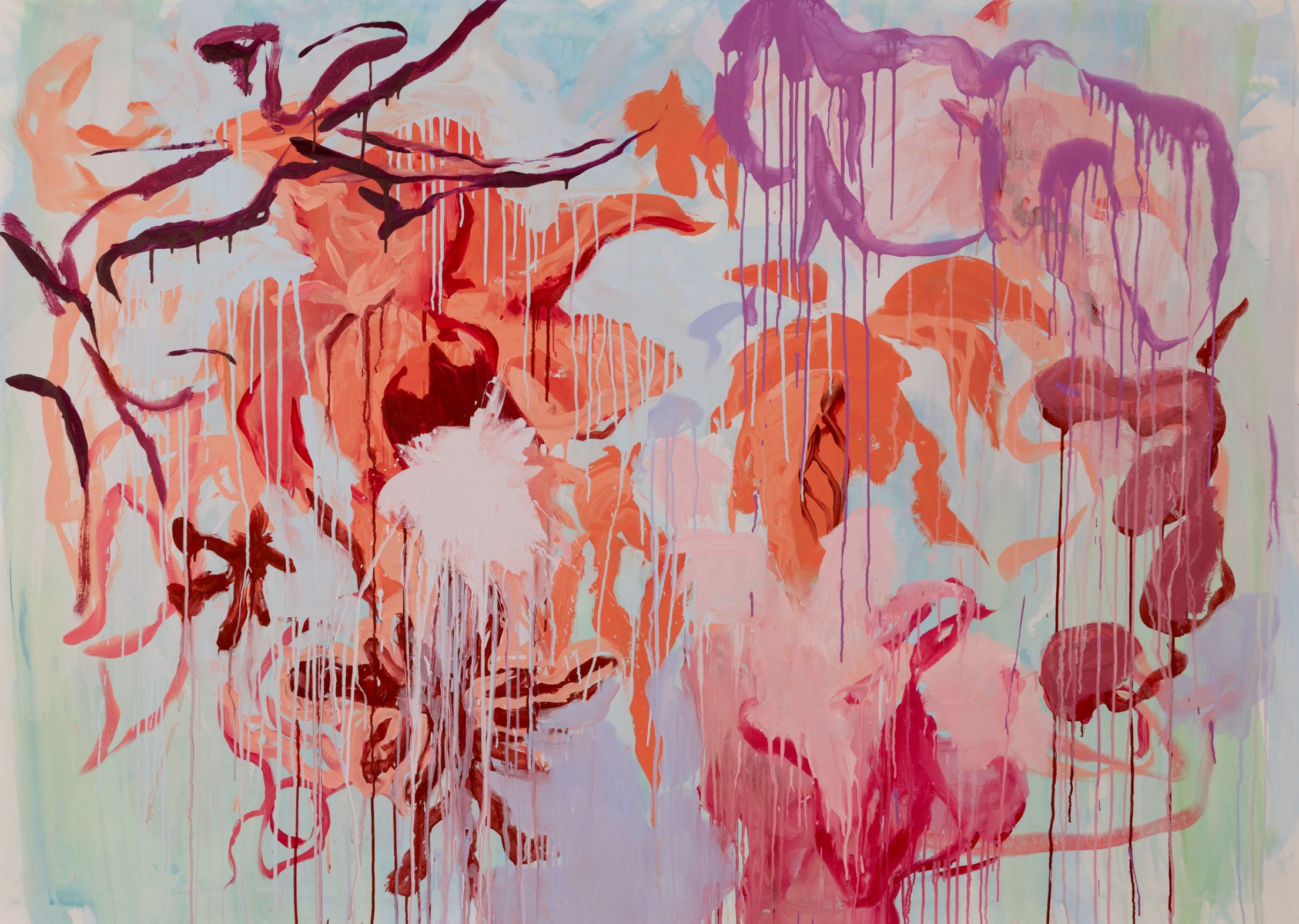 Elena Panknin抽象的滴水画，有花和形状的画。