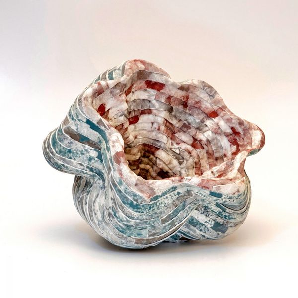 Sara Dario Porcelain Sculpture Shell with Mosaic Optics