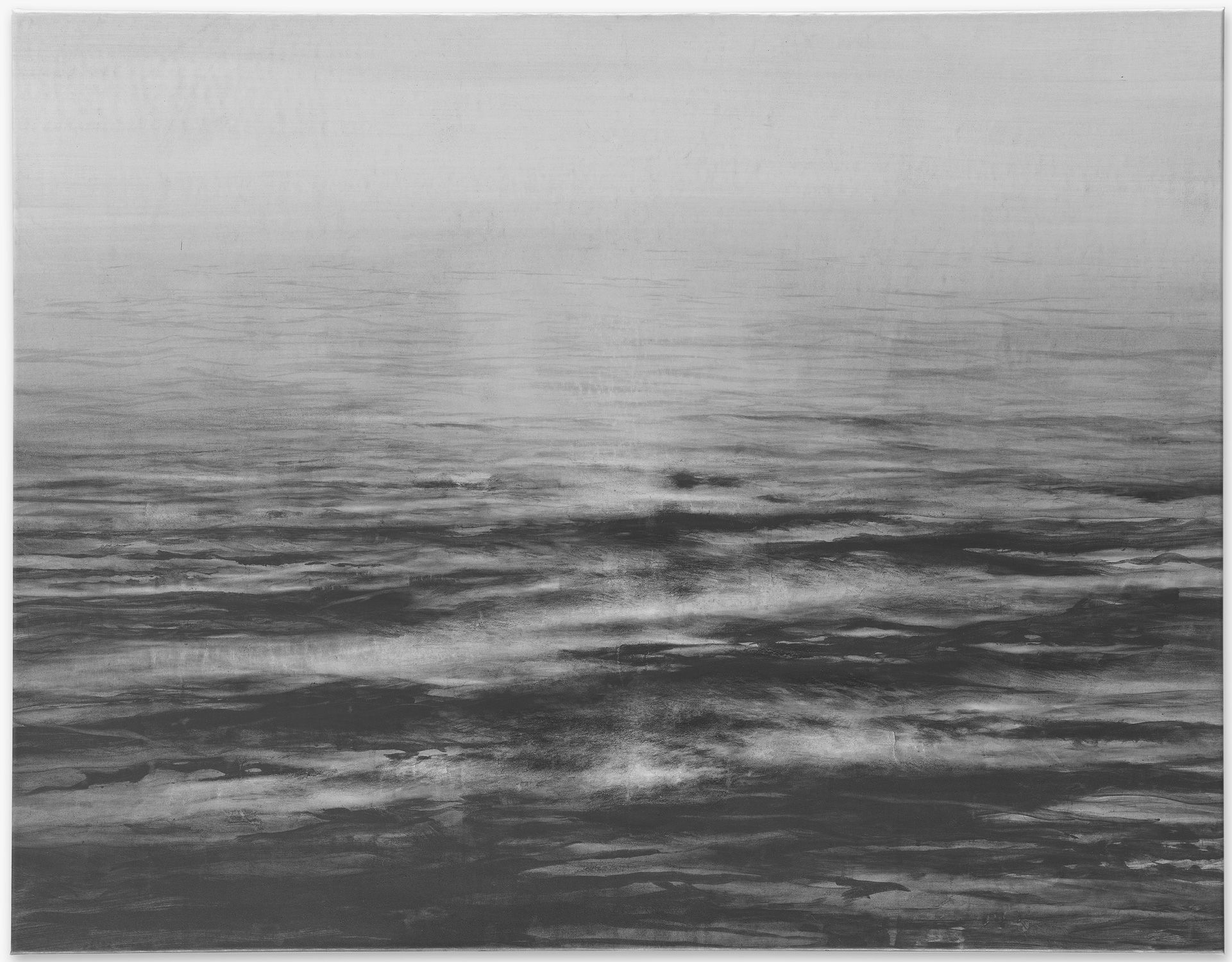Danja Akulin Pencil Charcoal Drawing Sea with Waves