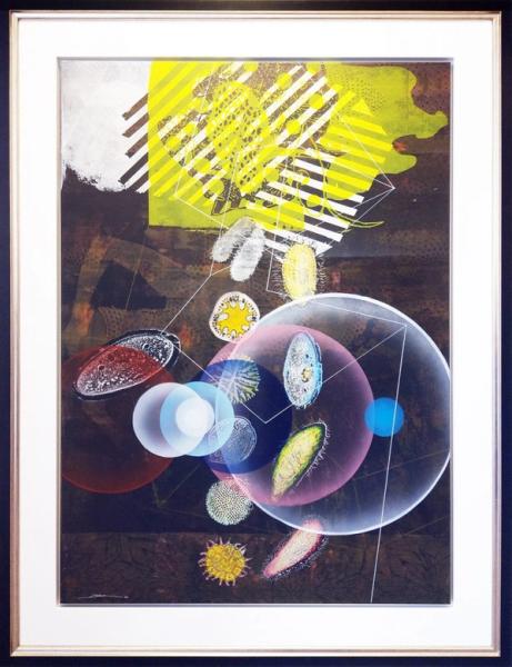 Dieter Nusbaum abstract painting silkscreen colourful cells geometric illustration overlay colour