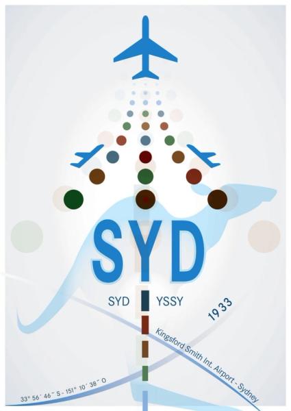Jörg Conrad Typography illustration Sydney Airport SYD Kingsford Smith