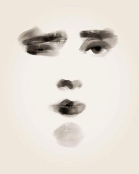 Zoko digitale Zeichnung abstraktes Gesicht ohne Kontur