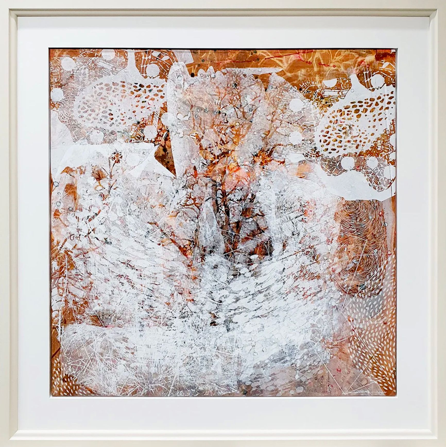 Dieter Nusbaum pintura abstracta serigrafía árbol sin hojas tormenta de nieve y formas de la naturaleza