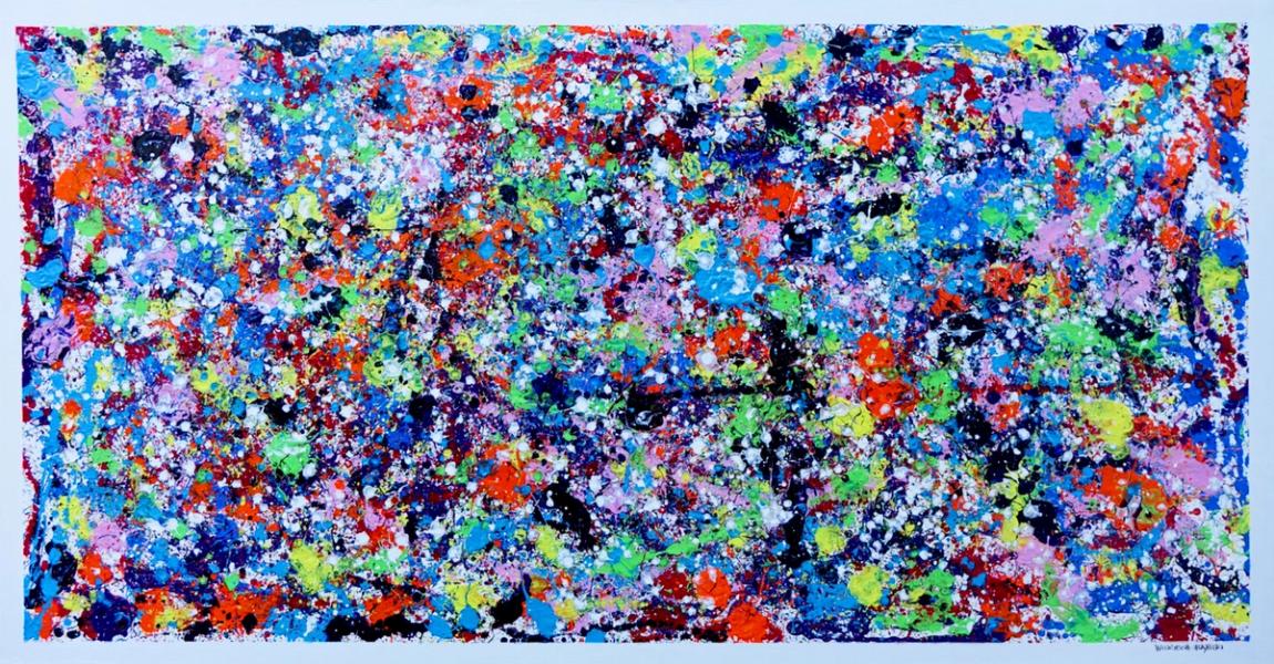 Wojtek Babski, "Caos 2", Pintura abstracta pop art de gran formato sobre lienzo