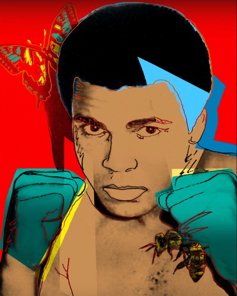 Jürgen Kuhl astratto pop art stampa a pigmenti Muhammad Ali